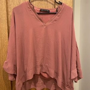 Zara Flowy Blouse With Interior Tank - Pink - M